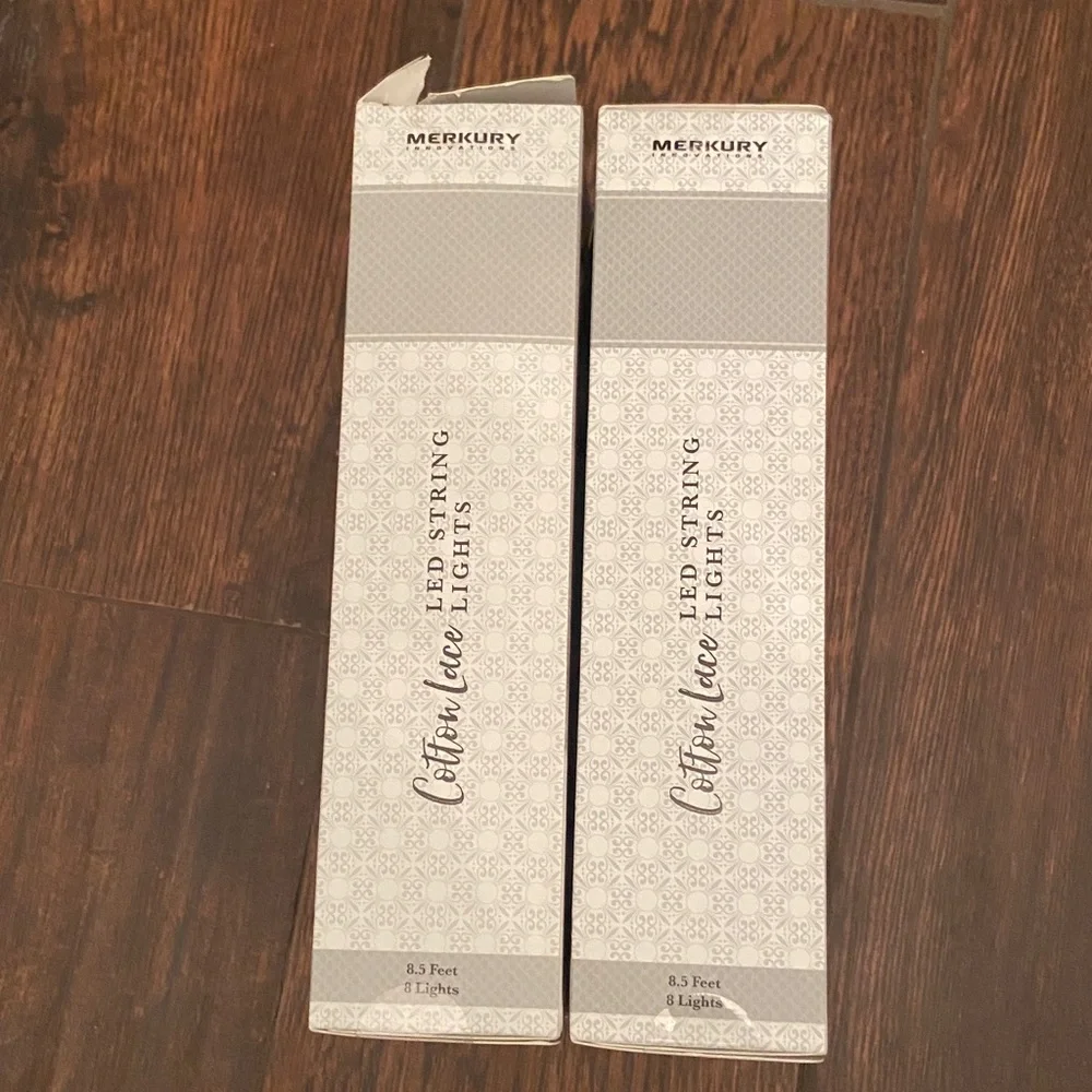 Mercury Innovations Cotton Clear Globe LED String Lights wrapped in white lace.